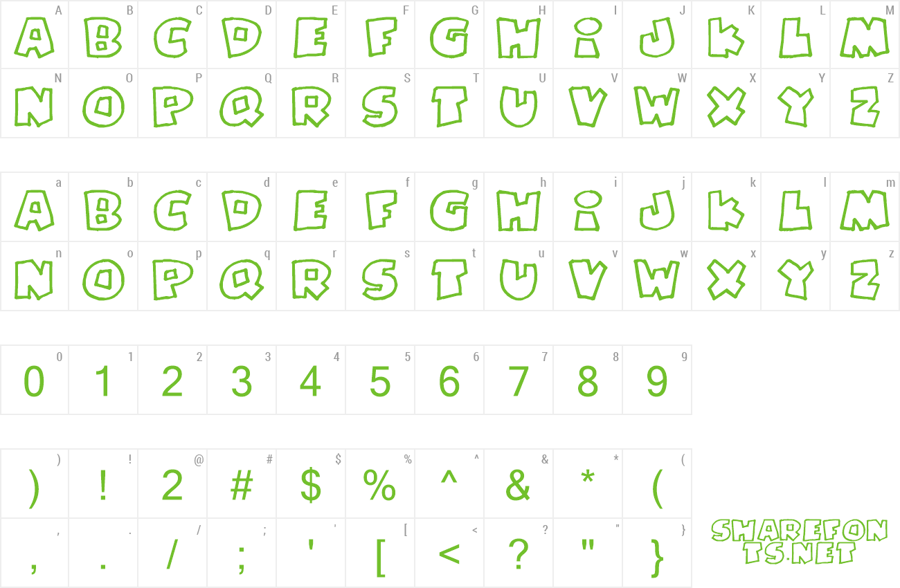 Font PizzaDudeFatOutline preview
