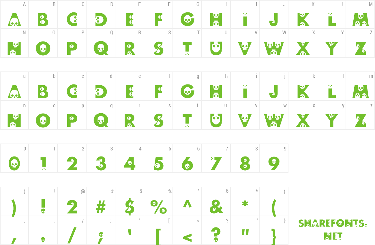 Font skullphabet preview
