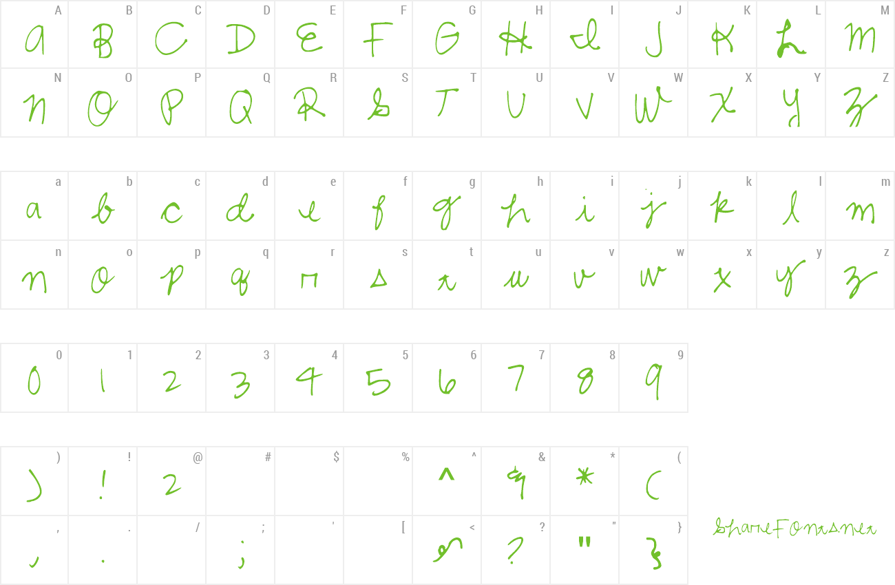 Font Shelby Cursive preview