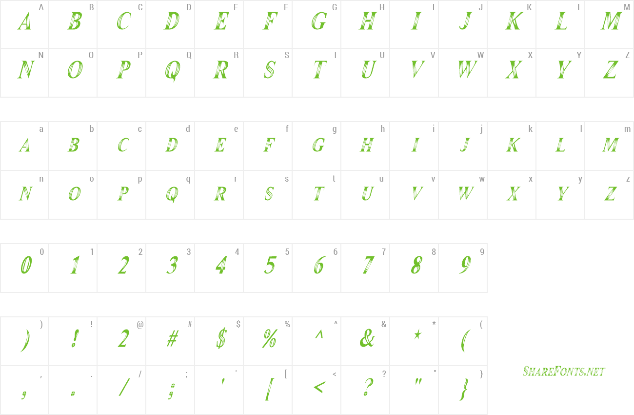 Font Maranallo Italic preview