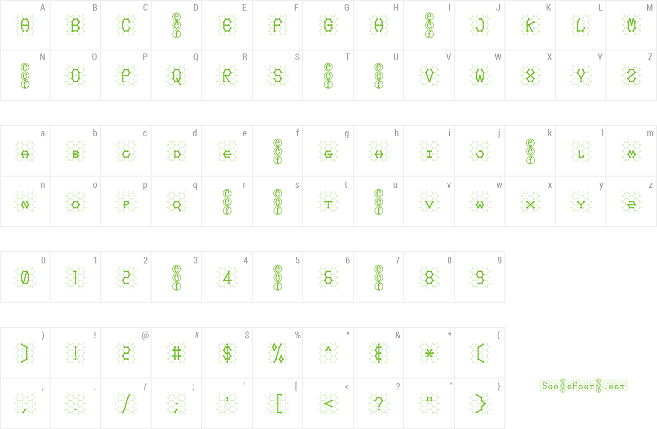 Font honeycomb preview