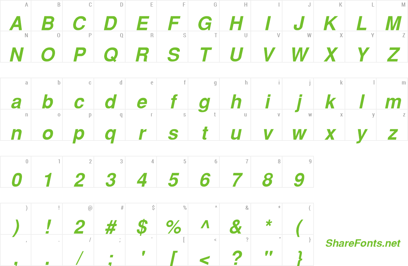 Font VNI-Helve preview