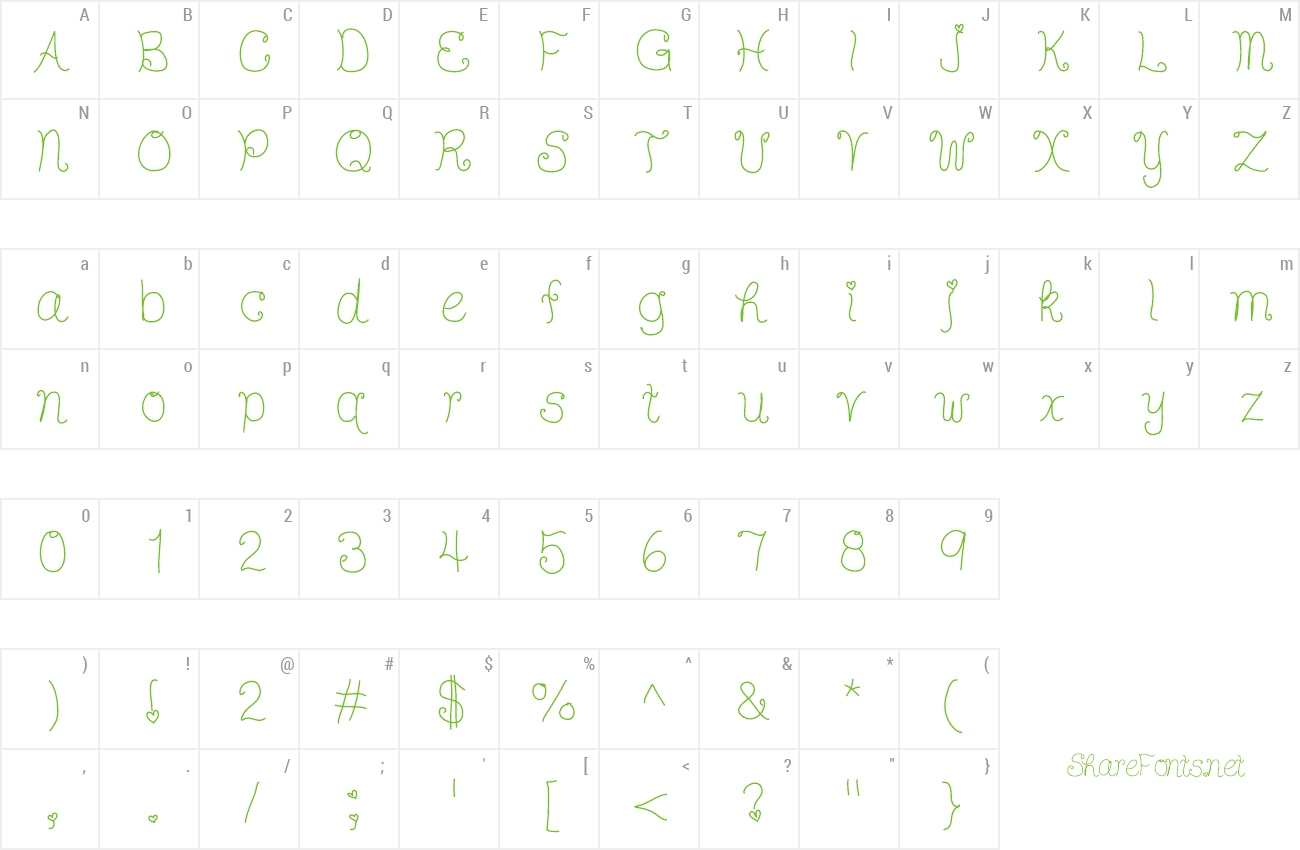 Font DDHearts preview