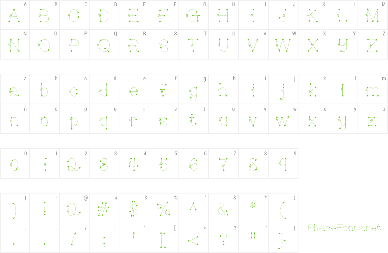 Font DeeDeeSquigglesAndTies preview