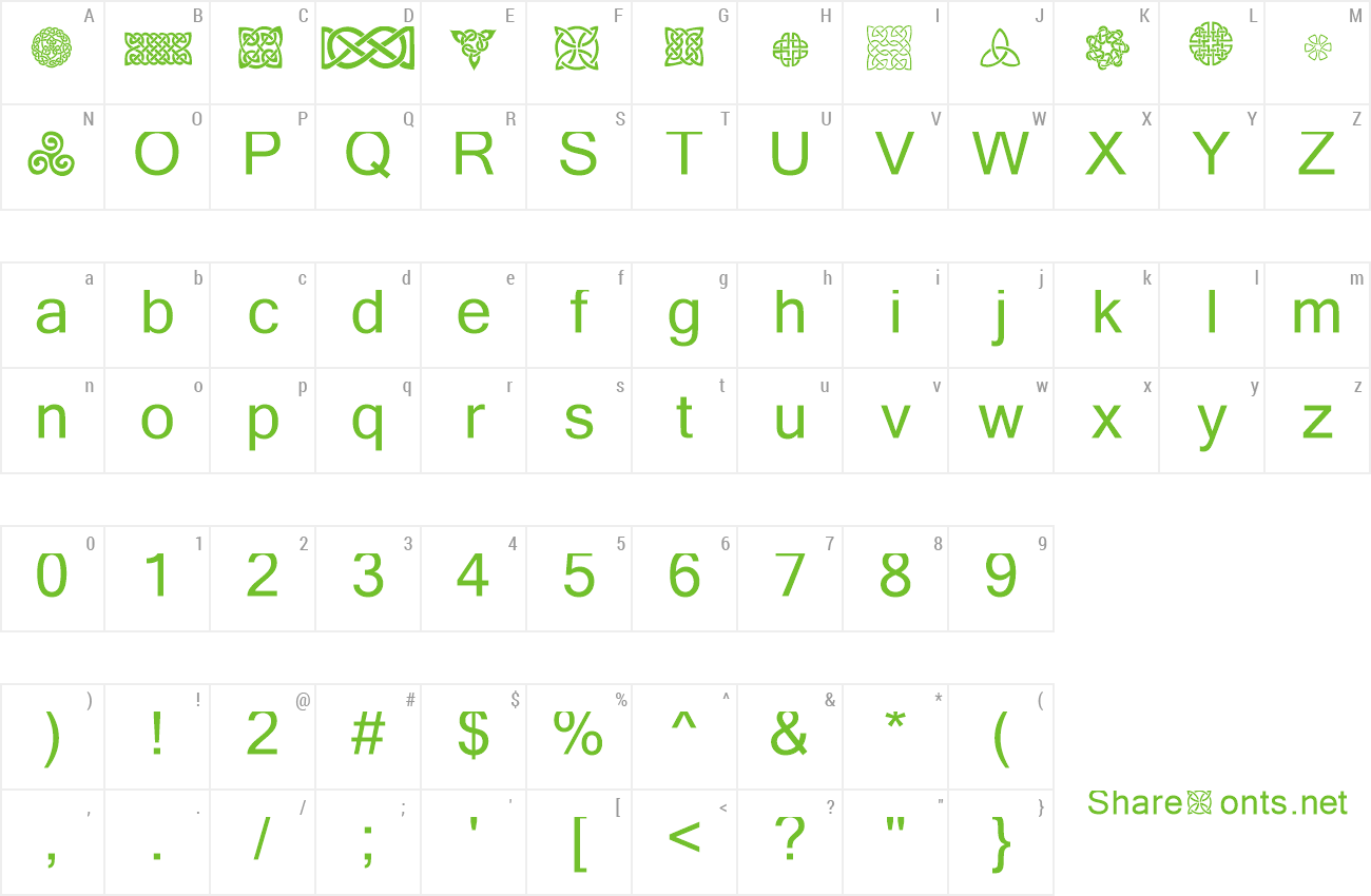 Font CeltiCons preview