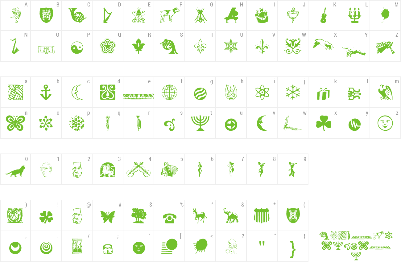 Font DavysOtherDingbats preview