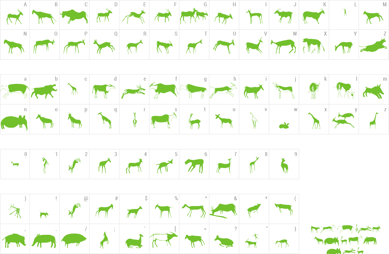 Font Afrika RockArt F Animals1 preview