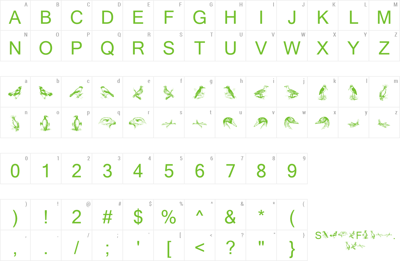 Font birds a preview