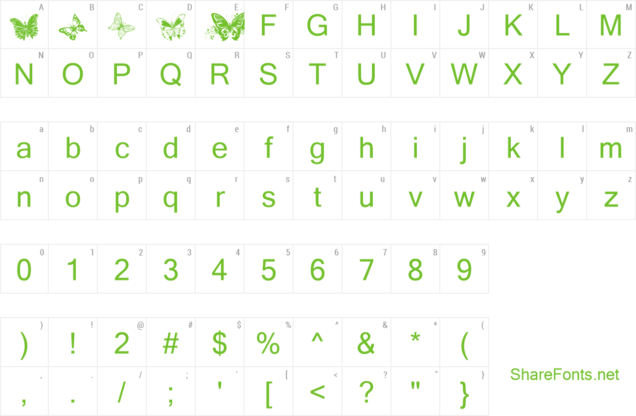 Font Destiny's Butterfly Dingbats preview