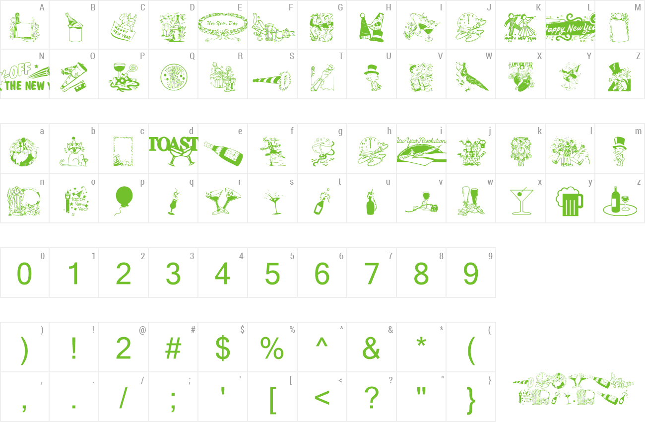 Font NewYearBats preview