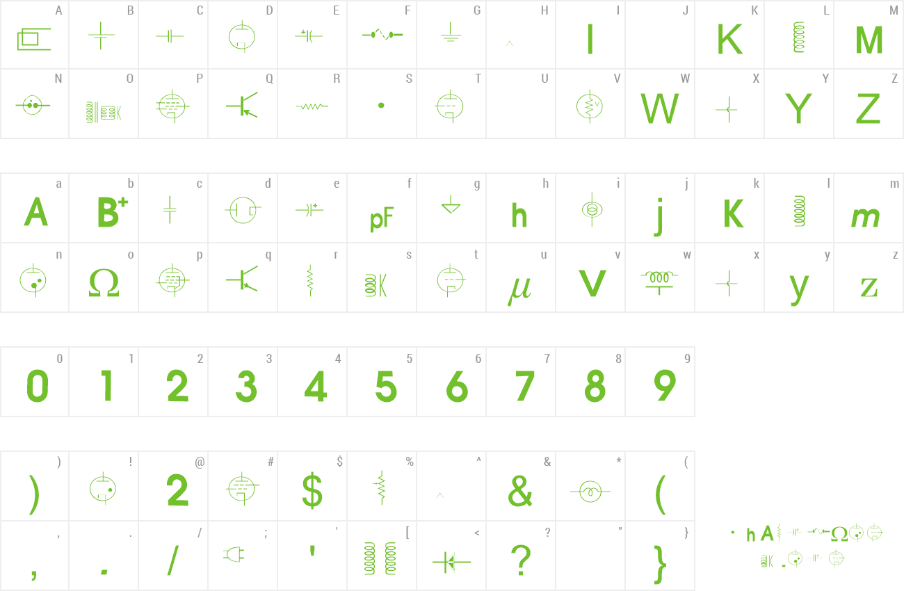 Font vac tube symbols v1.2 preview