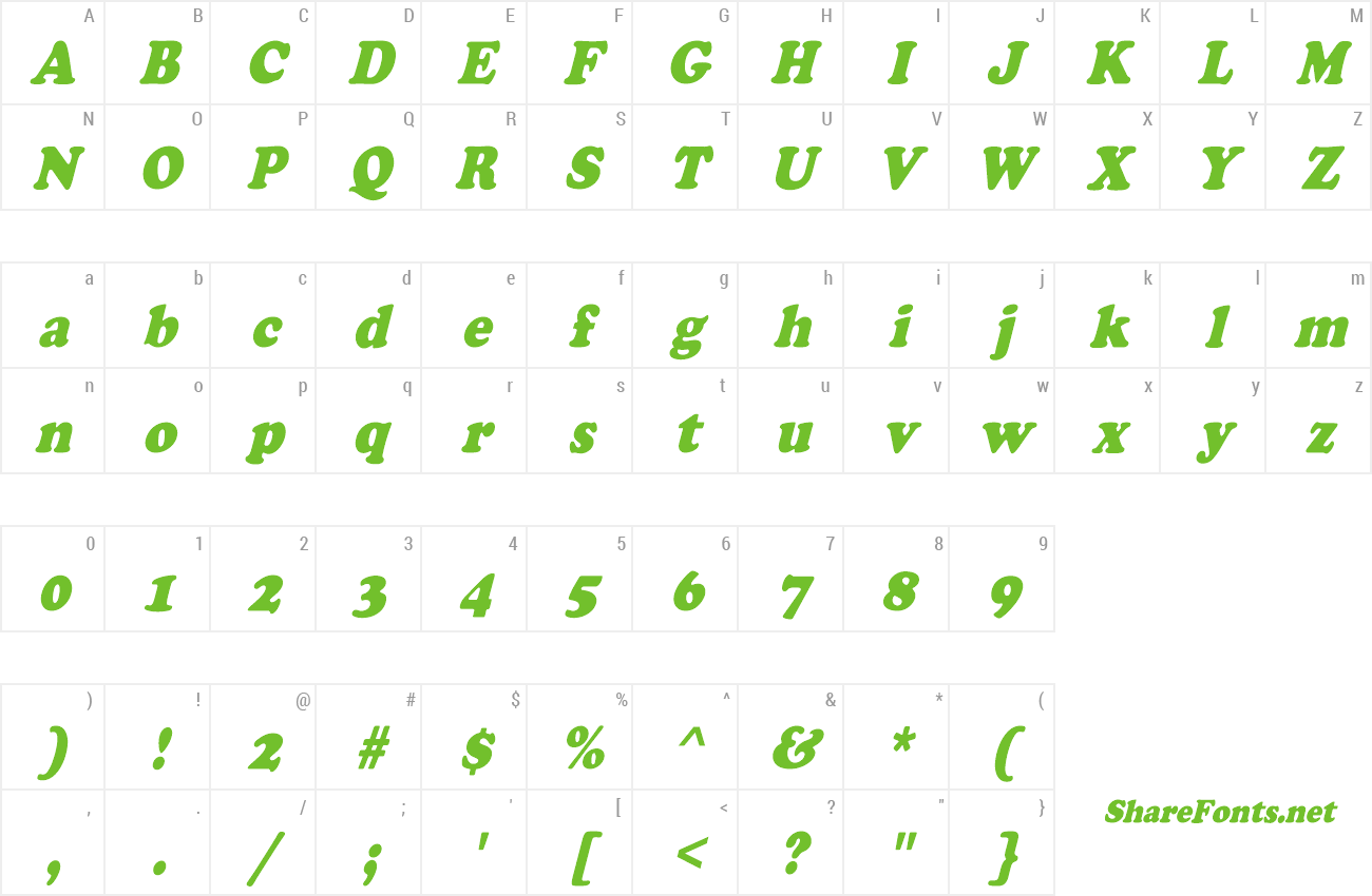 Font CooperCndObl-Heavy preview