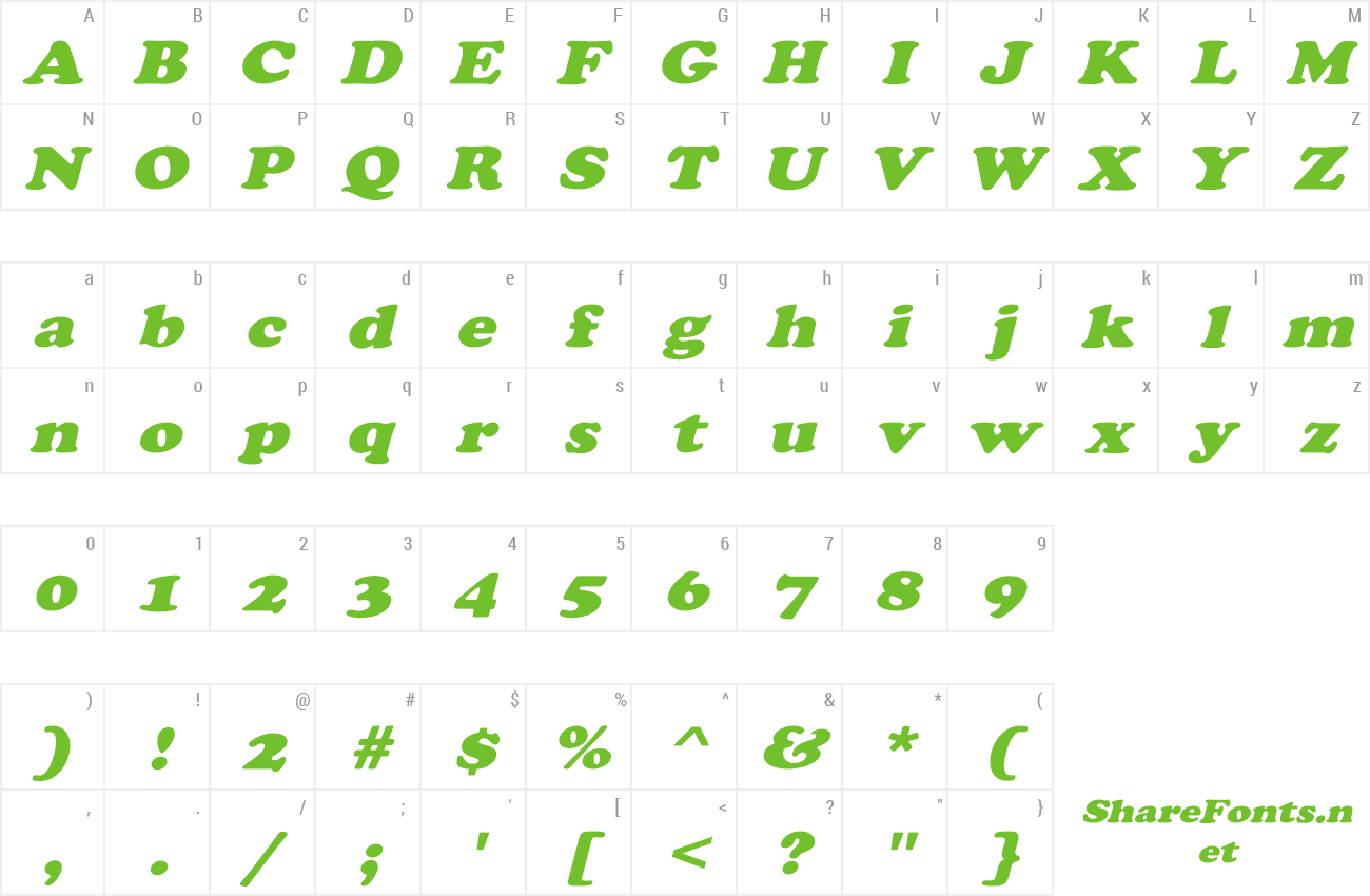 Font CooperExtObl-Heavy preview