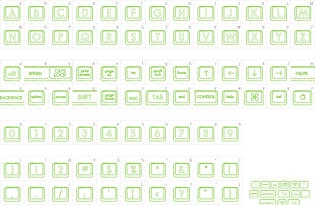 Font Keyboard KeysHo Hollow preview