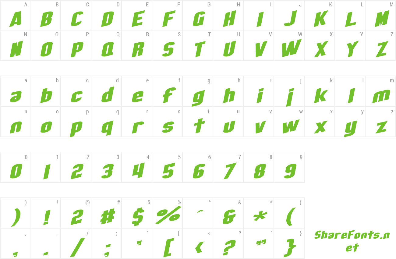 Font SF Obliquities Extended preview