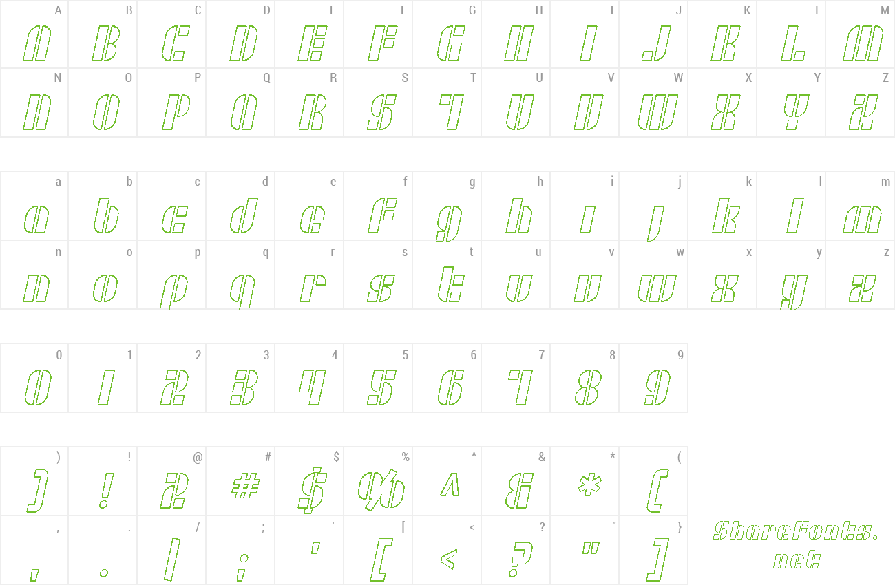 Font SF RetroSplice Shaded preview