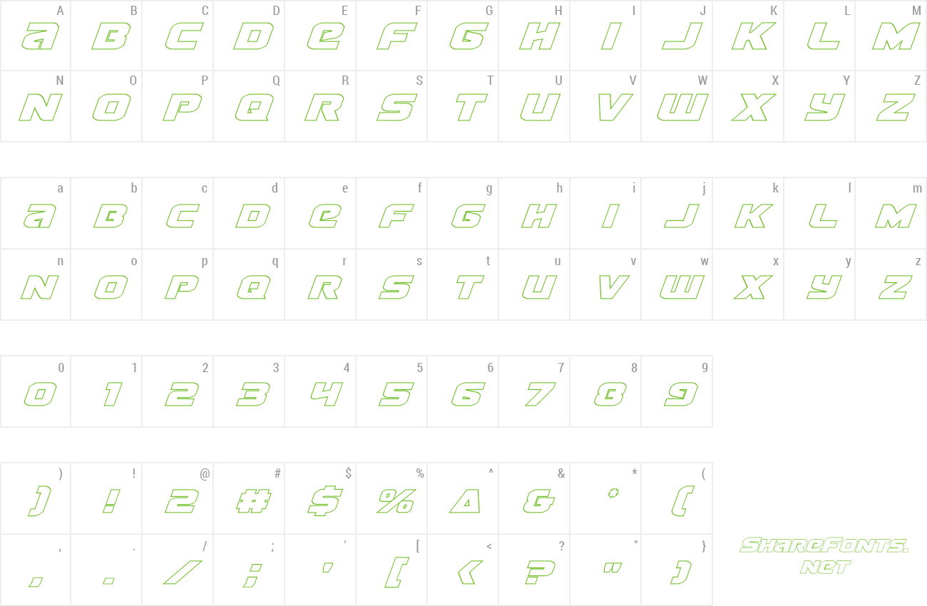 Font Terran Outline Italic preview