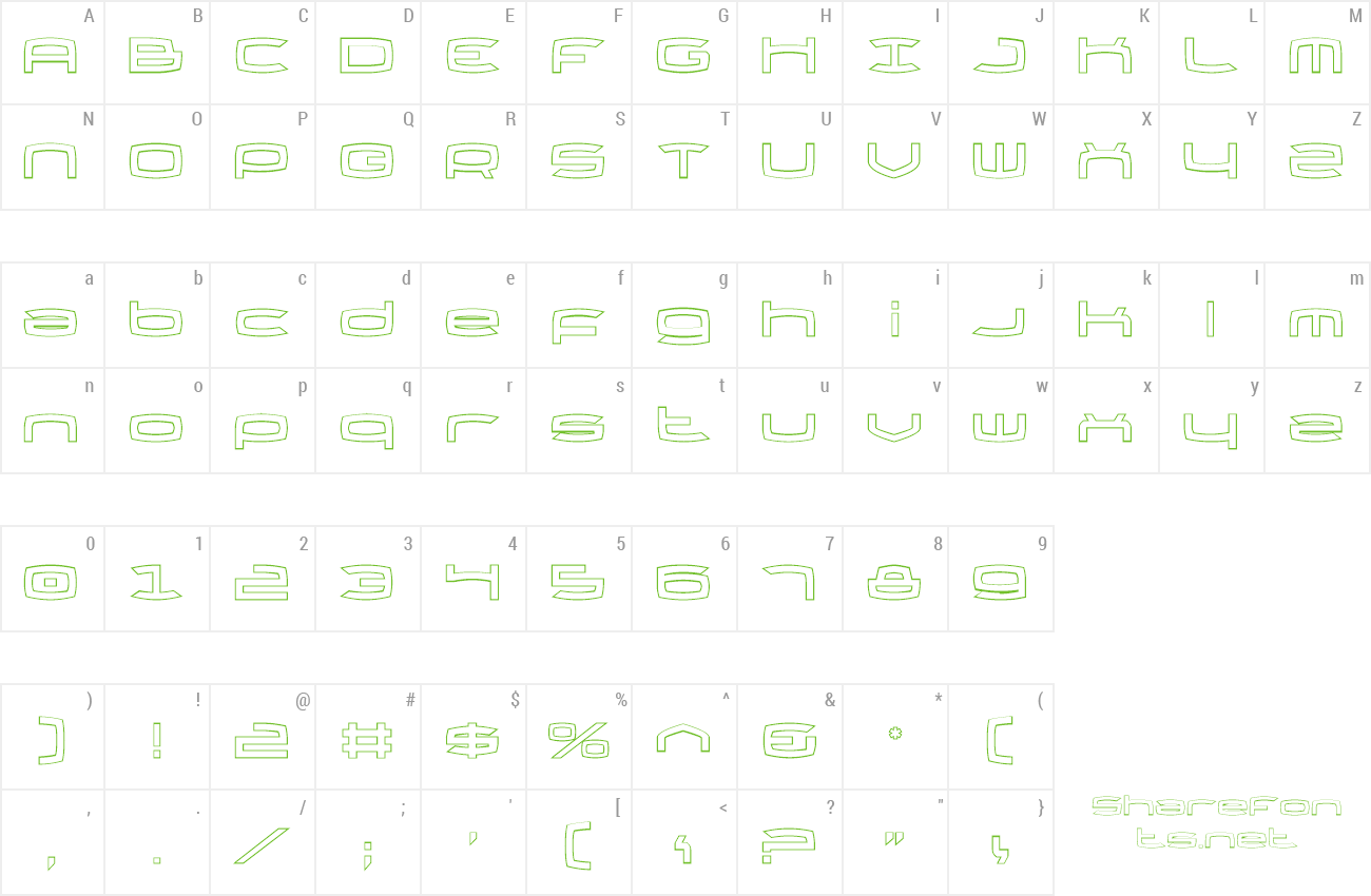 Font Thundergod Outline preview