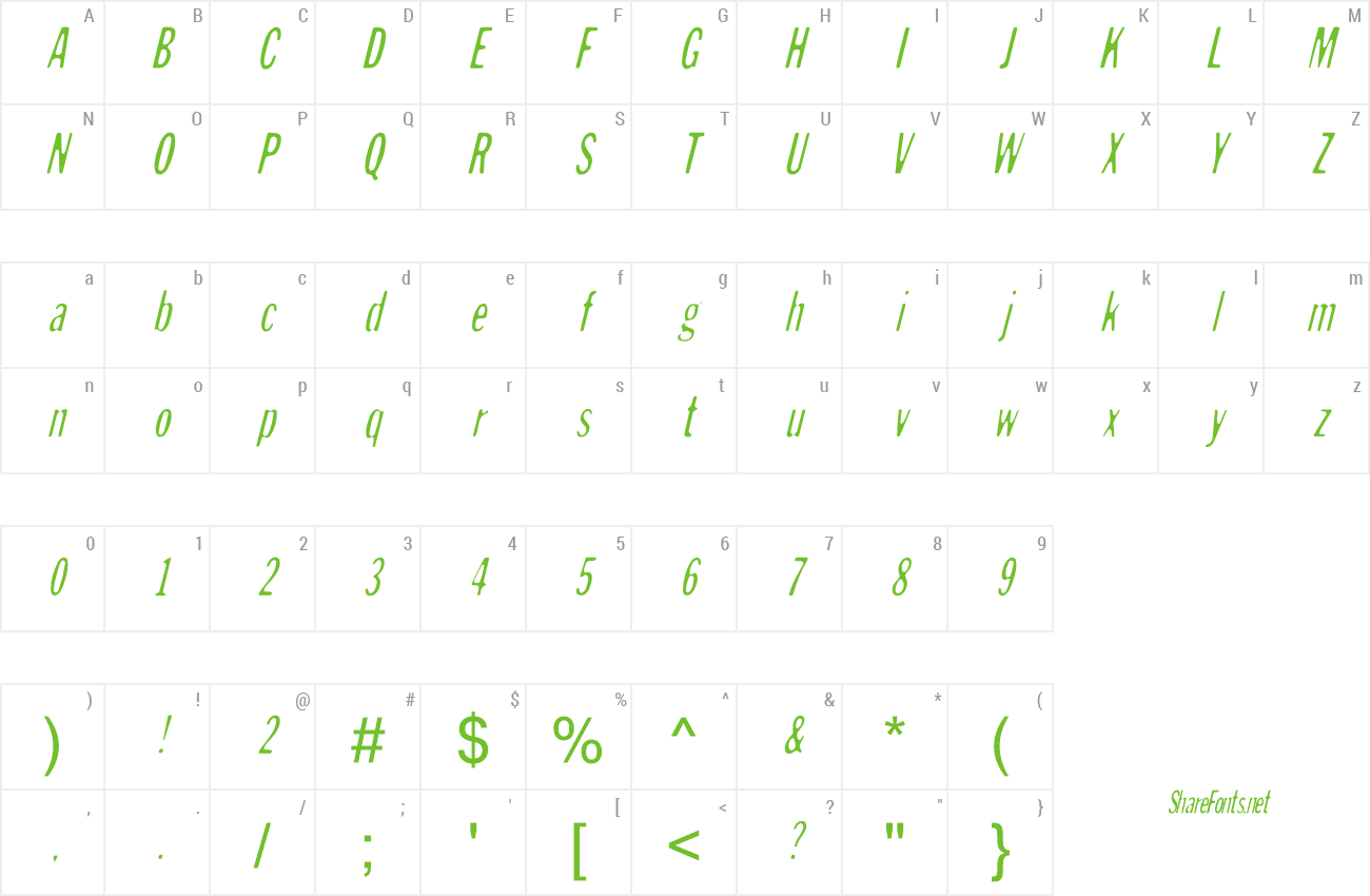 Font Andreas Sans Cnd Oblique preview
