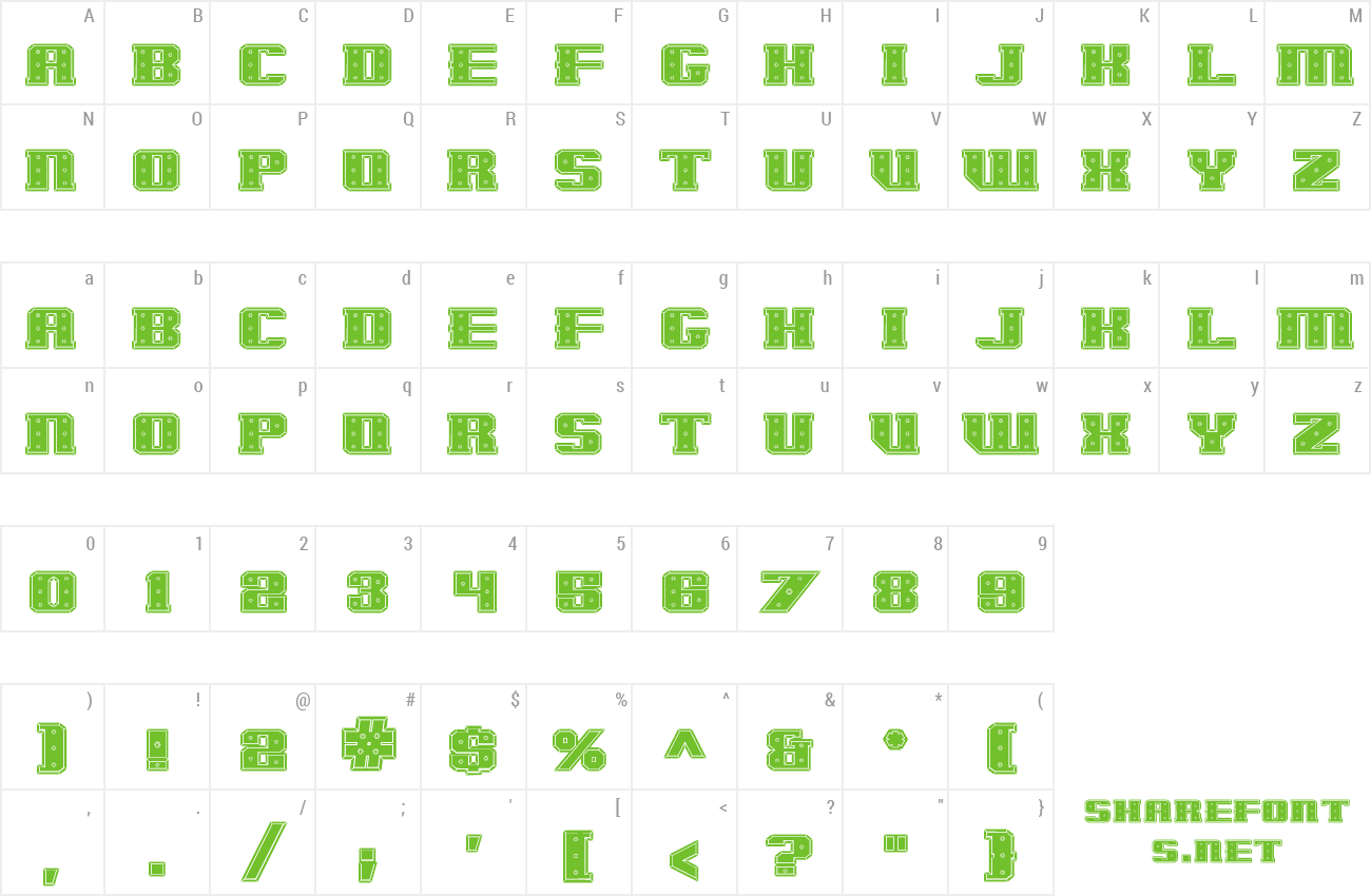 Font IronCladBoltedRaised preview