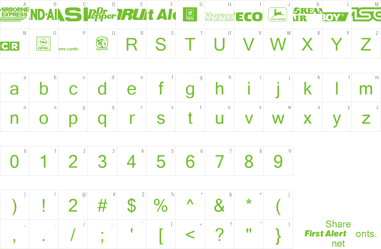 Font CORPart!" Sample preview