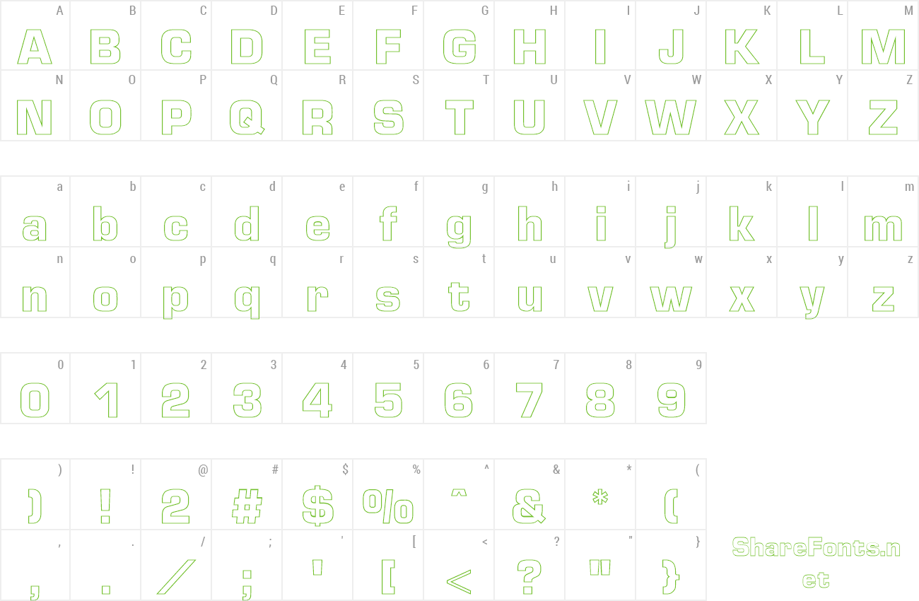 Font Euro Technic Outline preview