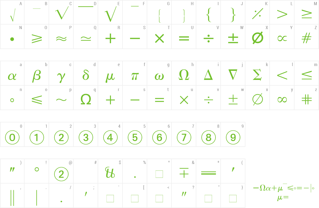 Font EuropeanPi2 preview