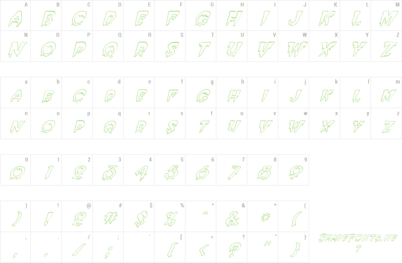 Font FZ UNIQUE 10 HOLLOW ITALIC preview