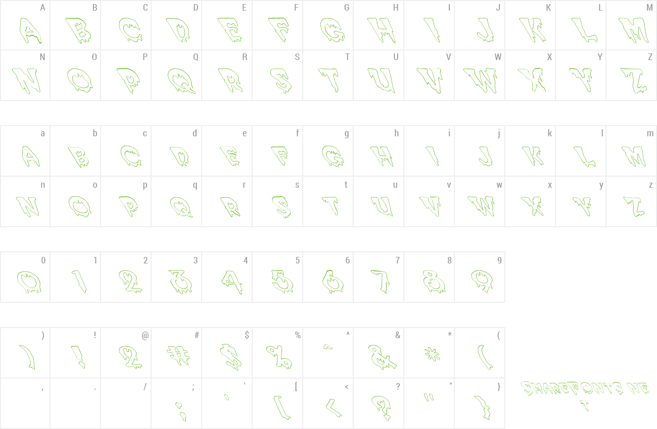 Font FZ UNIQUE 10 HOLLOW LEFTY preview