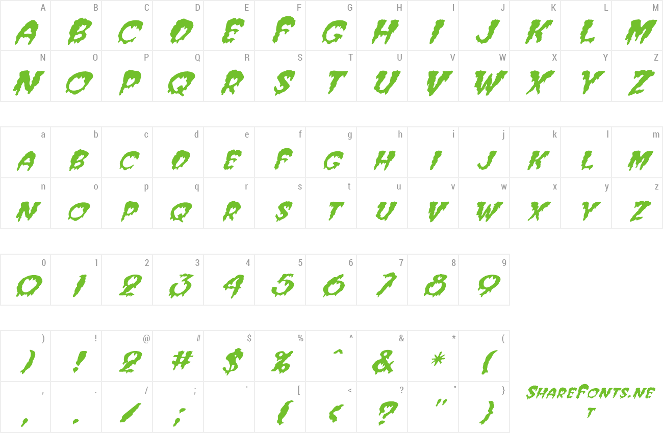 Font FZ UNIQUE 10 MANGLED ITALIC preview