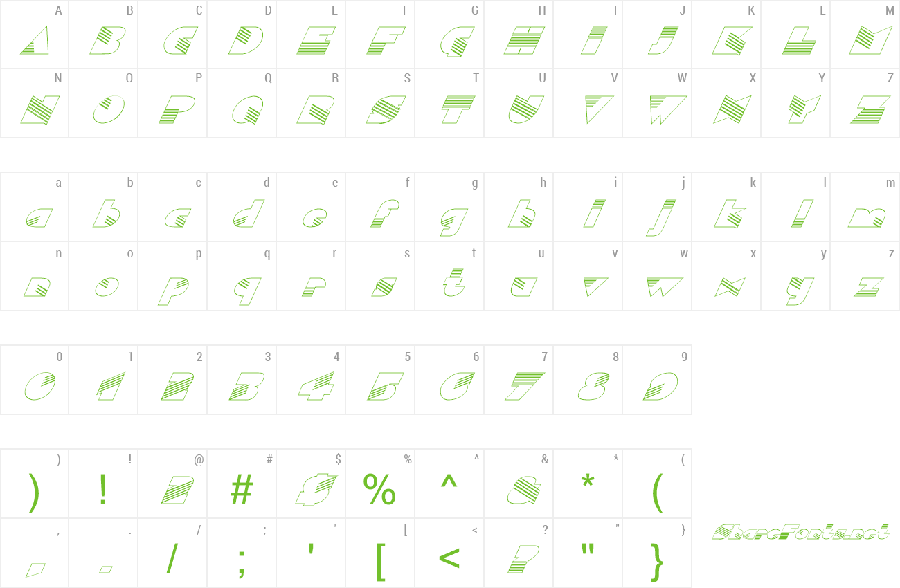 Font FZ UNIQUE 11 HOLLOW ITALIC preview