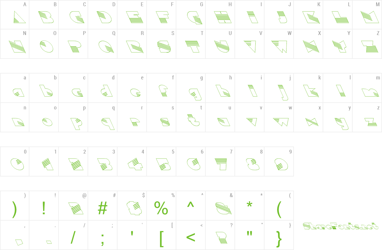 Font FZ UNIQUE 11 HOLLOW LEFTY preview