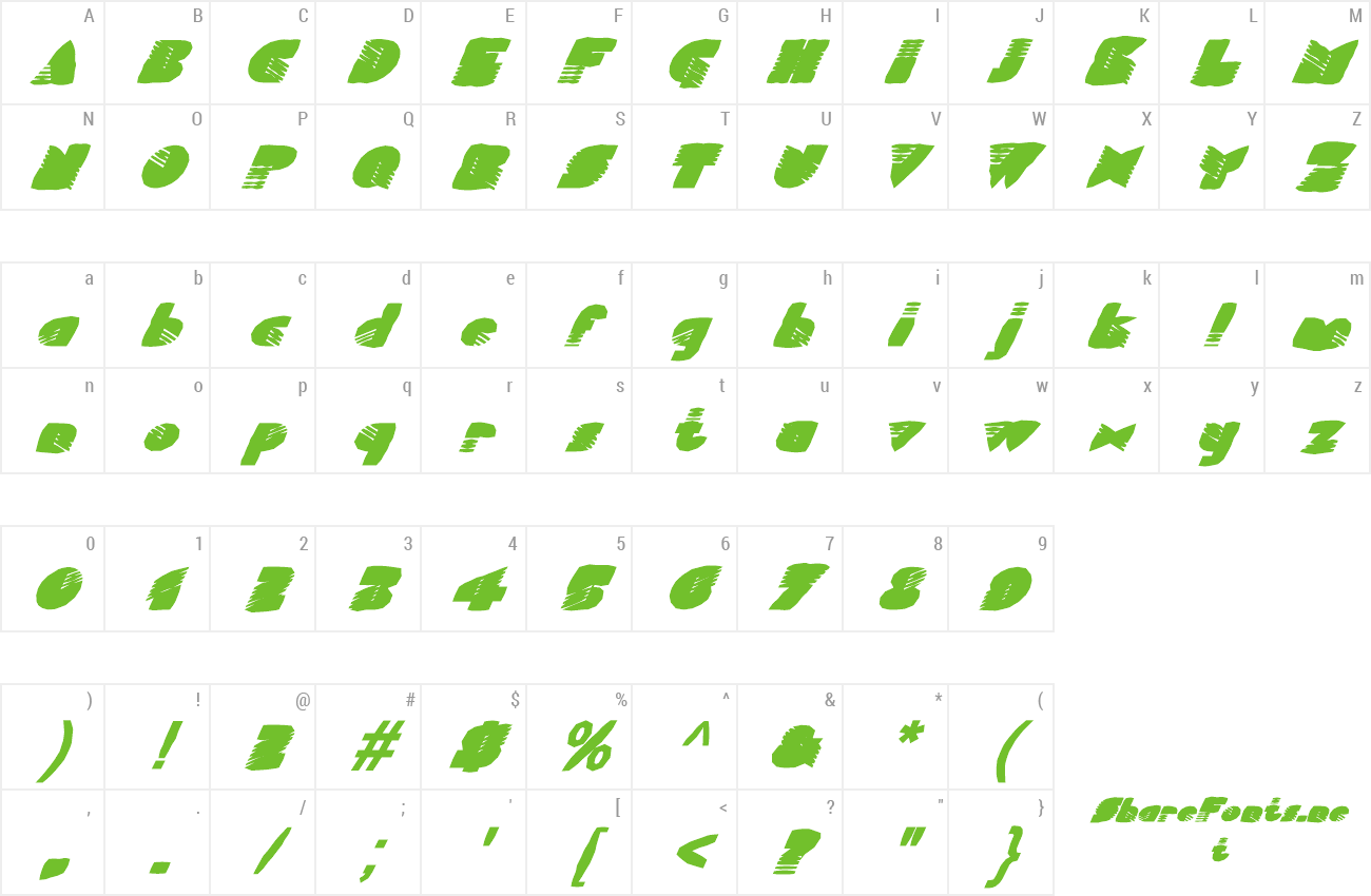 Font FZ UNIQUE 11 MANGLED ITALIC preview