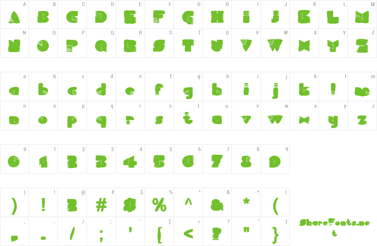 Font FZ UNIQUE 11 MANGLED preview