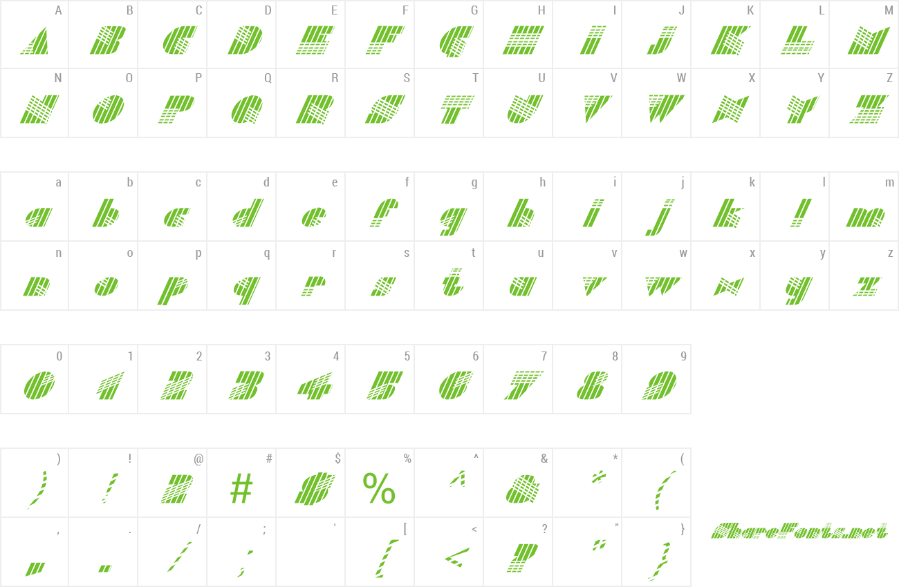 Font FZ UNIQUE 11 STRIPED ITALIC preview