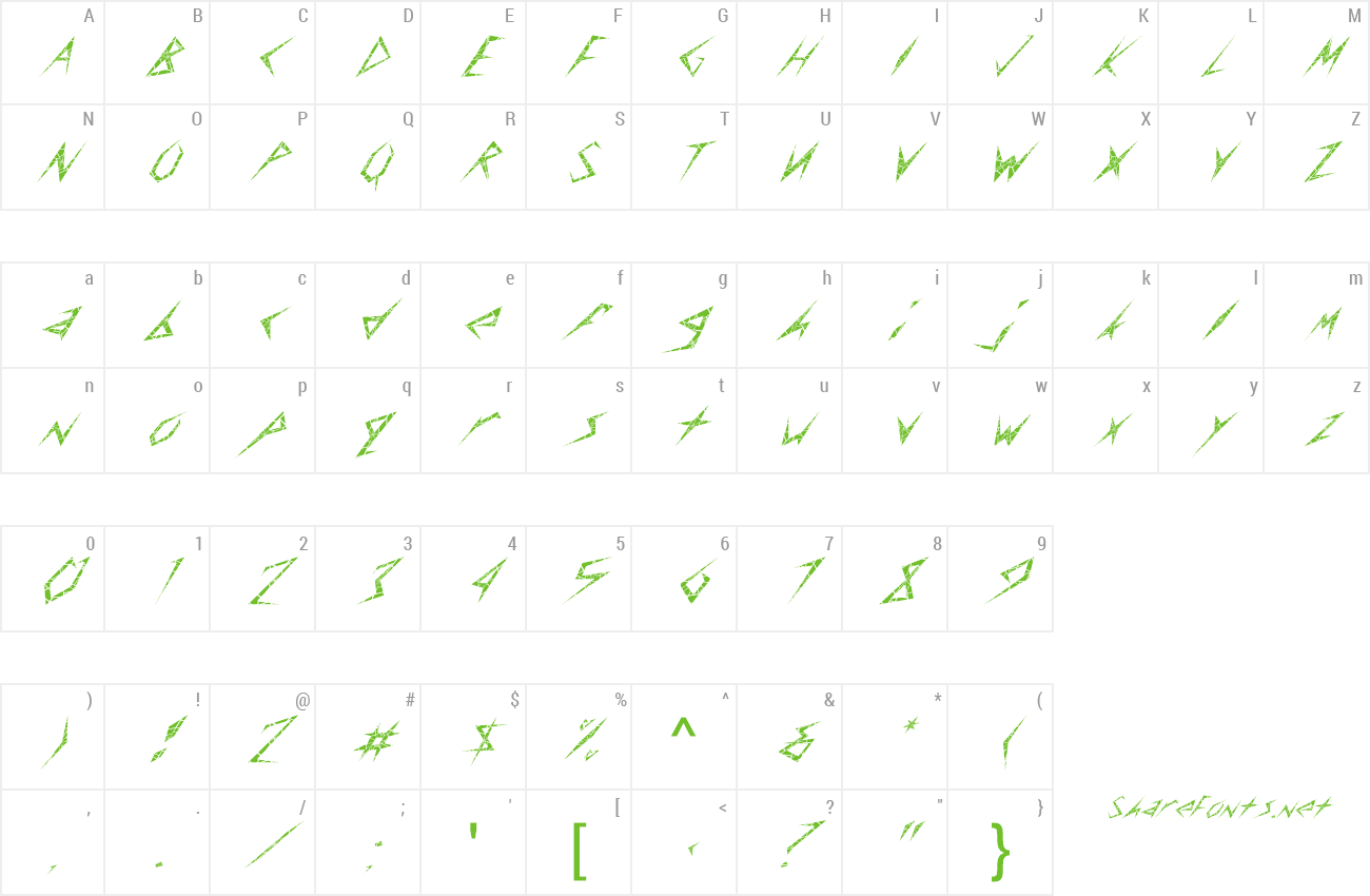 Font FZ UNIQUE 17 CRACKED ITALIC preview