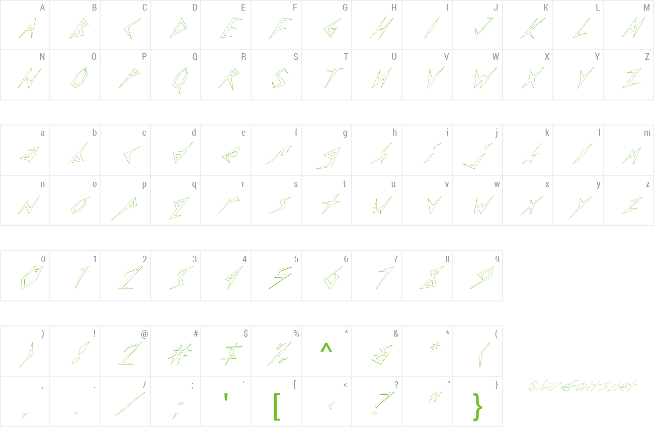 Font FZ UNIQUE 17 HOLLOW ITALIC preview