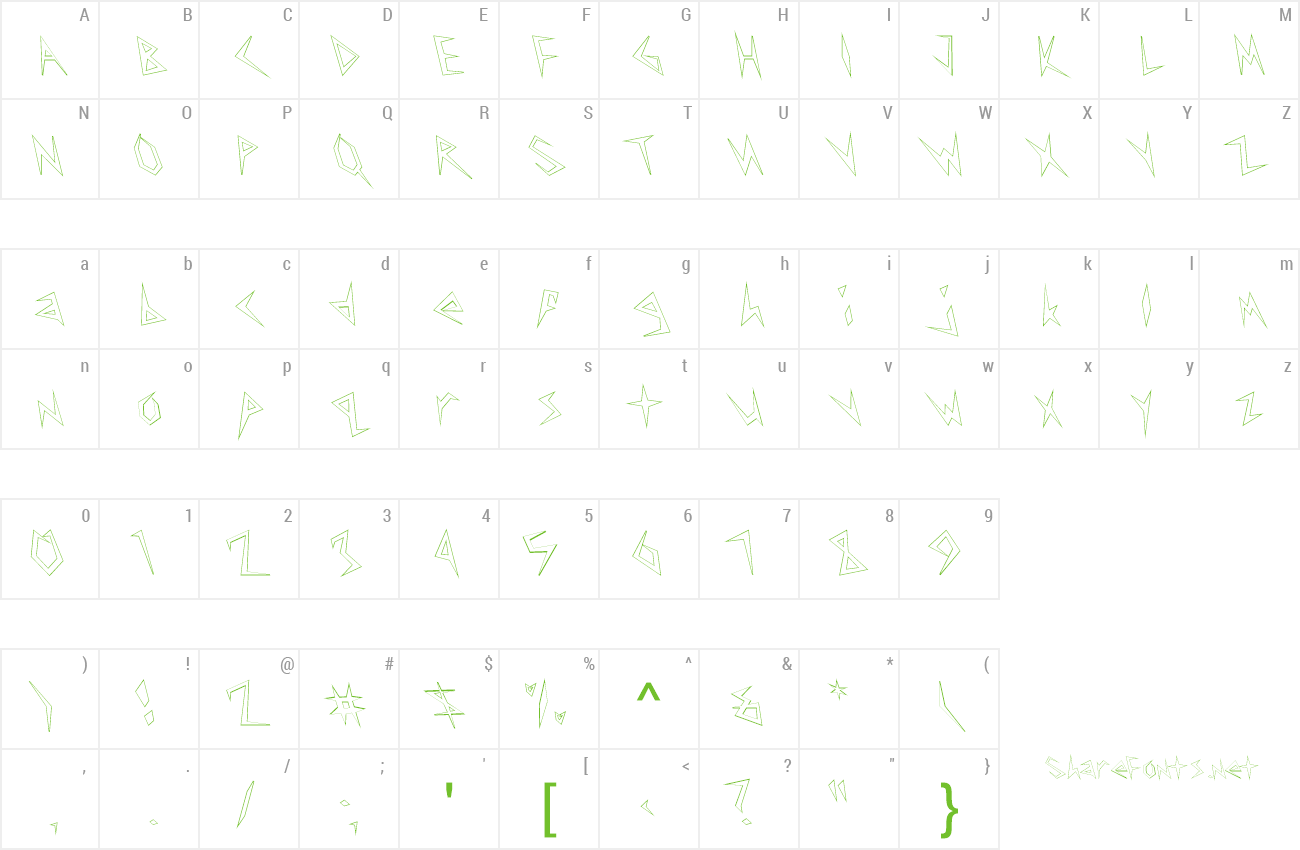Font FZ UNIQUE 17 HOLLOW LEFTY preview
