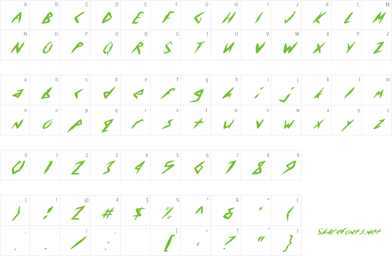 Font FZ UNIQUE 17 MANGLED ITALIC preview