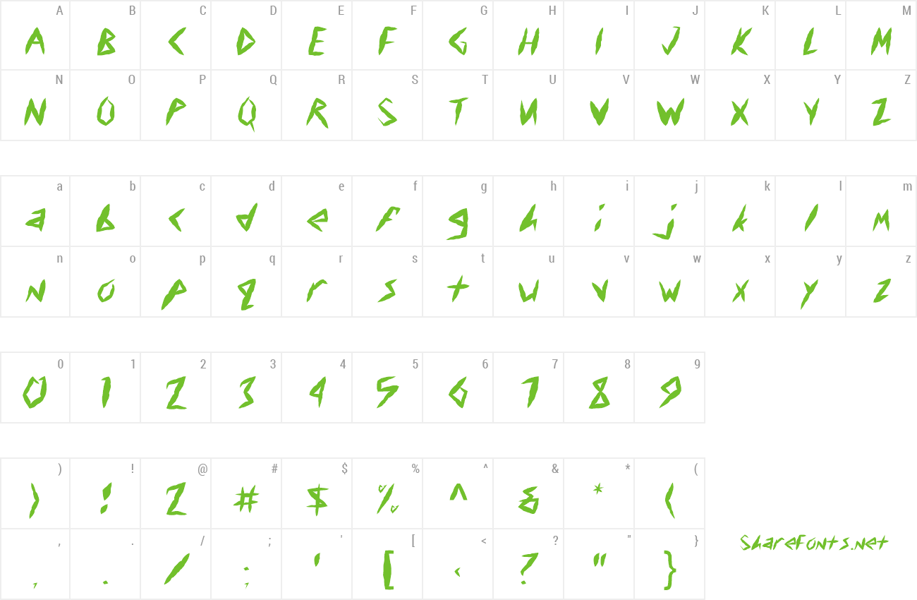 Font FZ UNIQUE 17 MANGLED preview