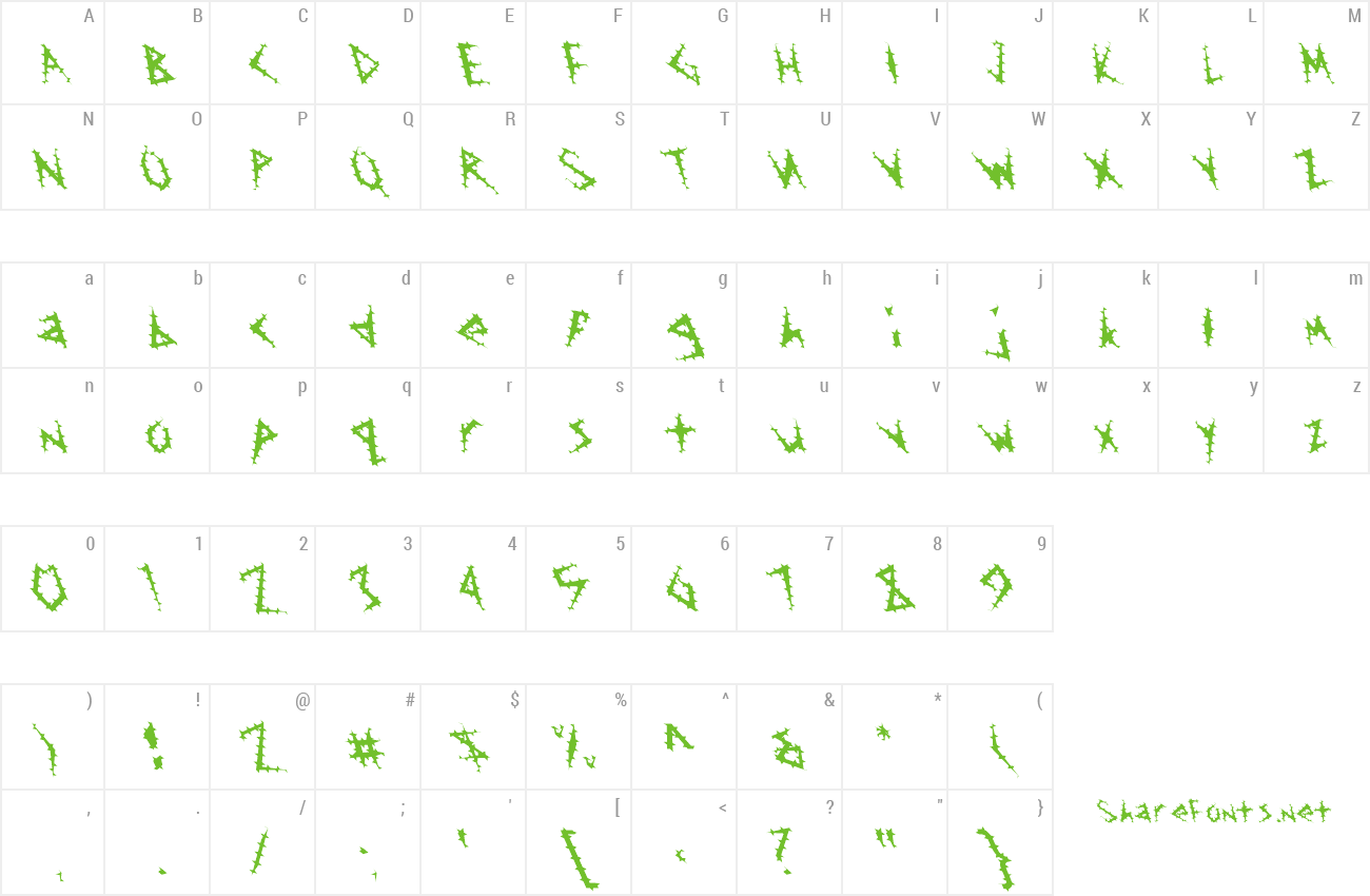 Font FZ UNIQUE 17 SPIKED LEFTY preview