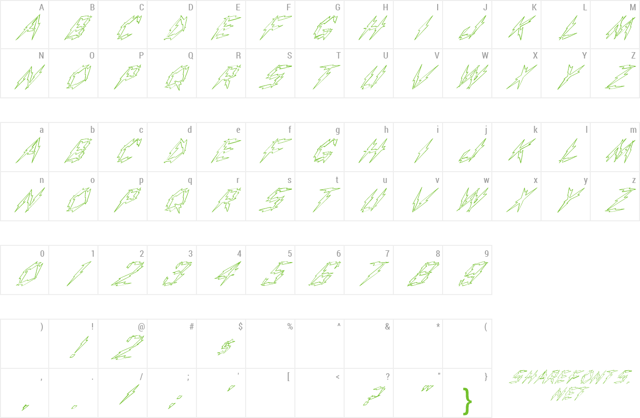 Font FZ UNIQUE 19 HOLLOW ITALIC preview