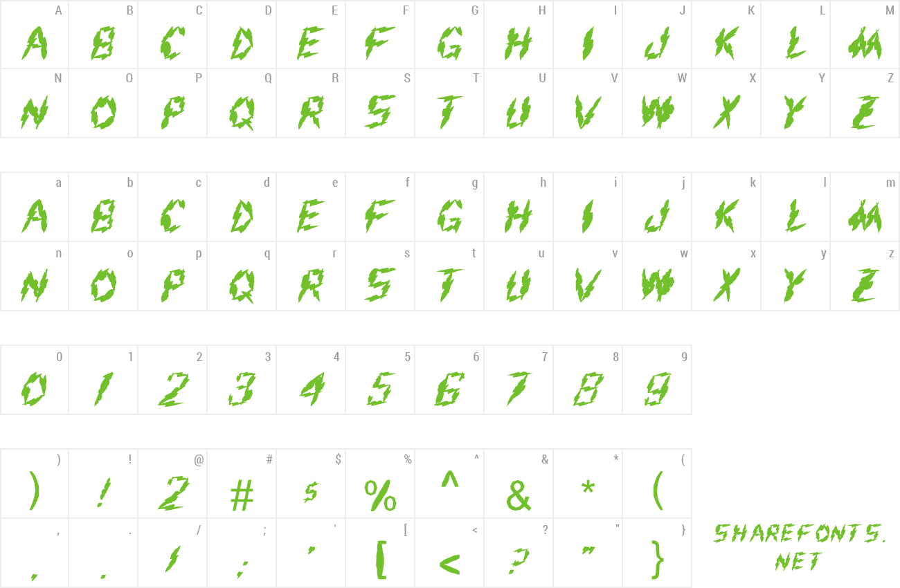 Font FZ UNIQUE 19 MANGLED preview