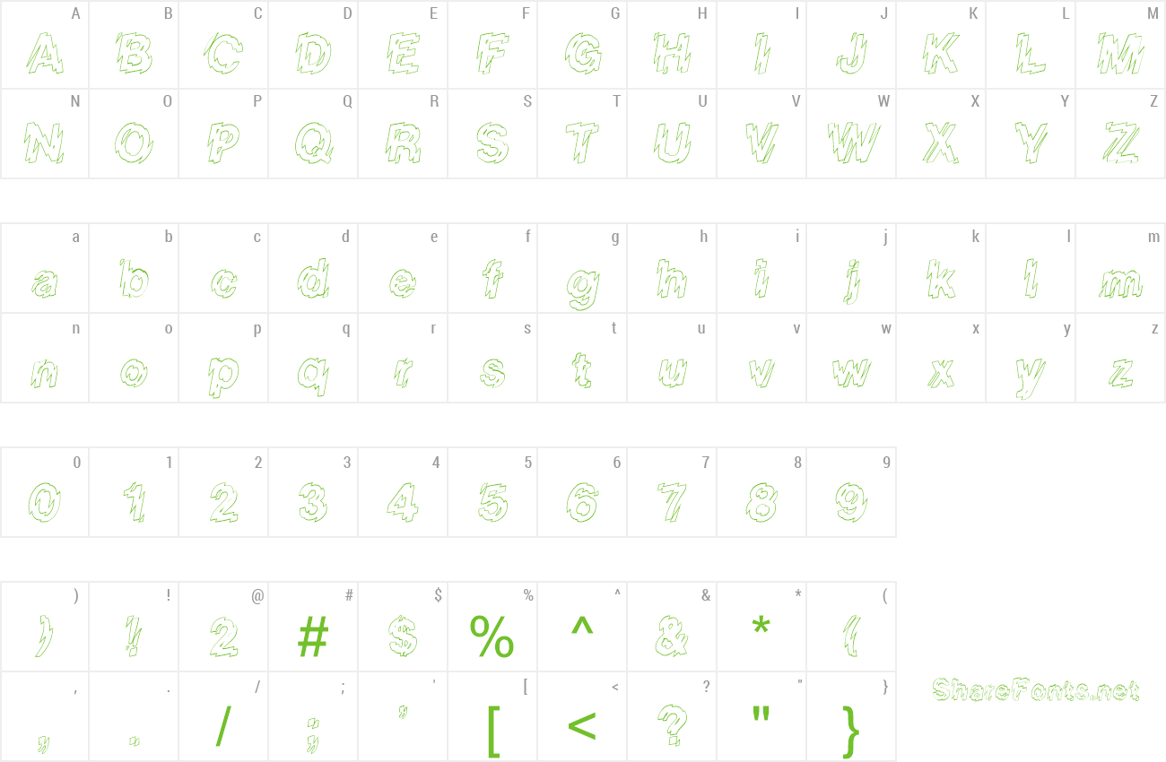 Font FZ UNIQUE 20 HOLLOW preview