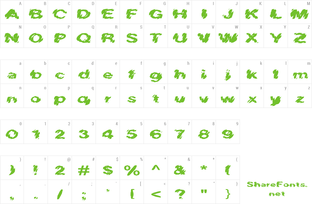 Font FZ UNIQUE 20 MANGLED EX preview