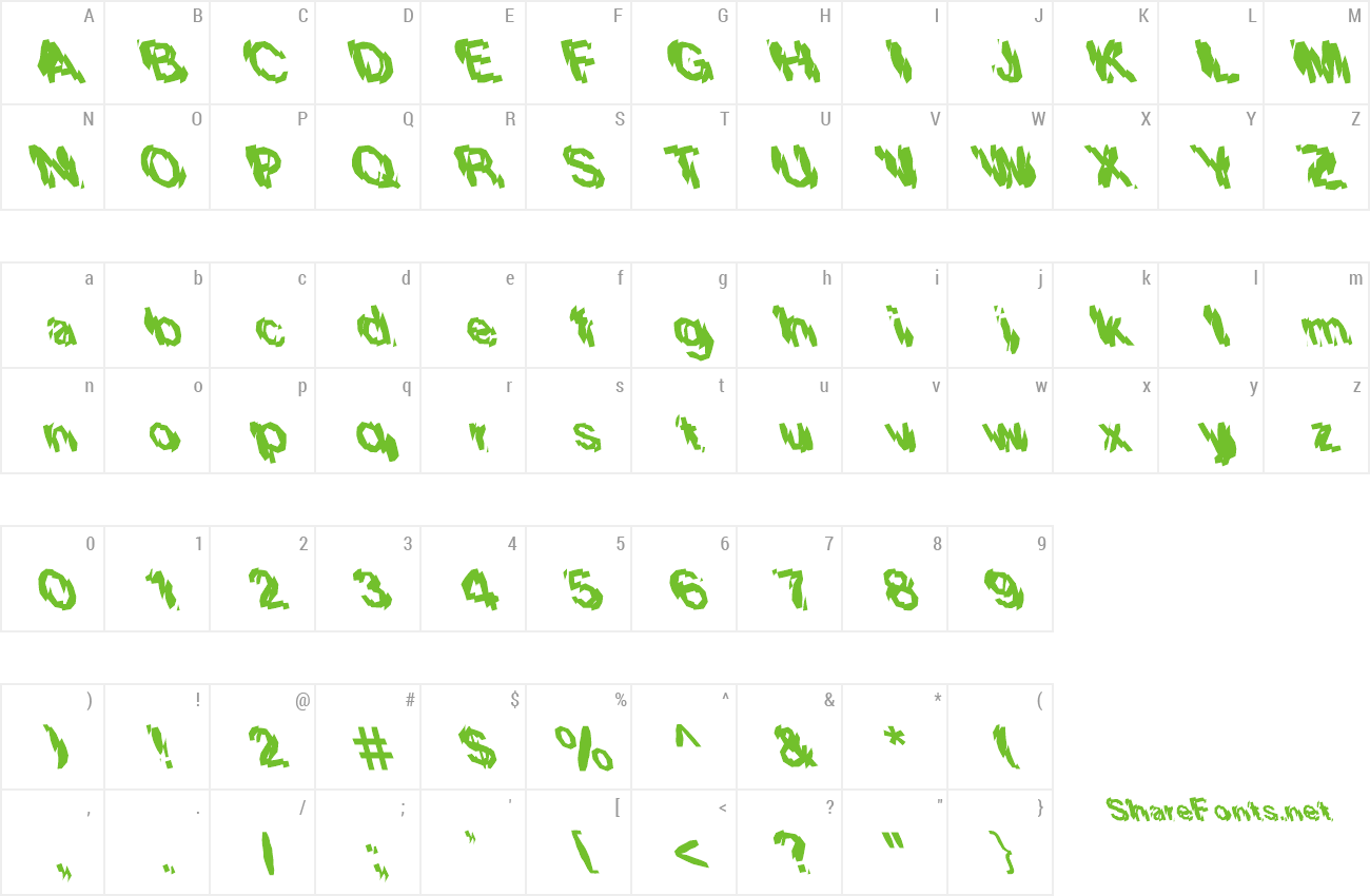 Font FZ UNIQUE 20 MANGLED LEFTY preview