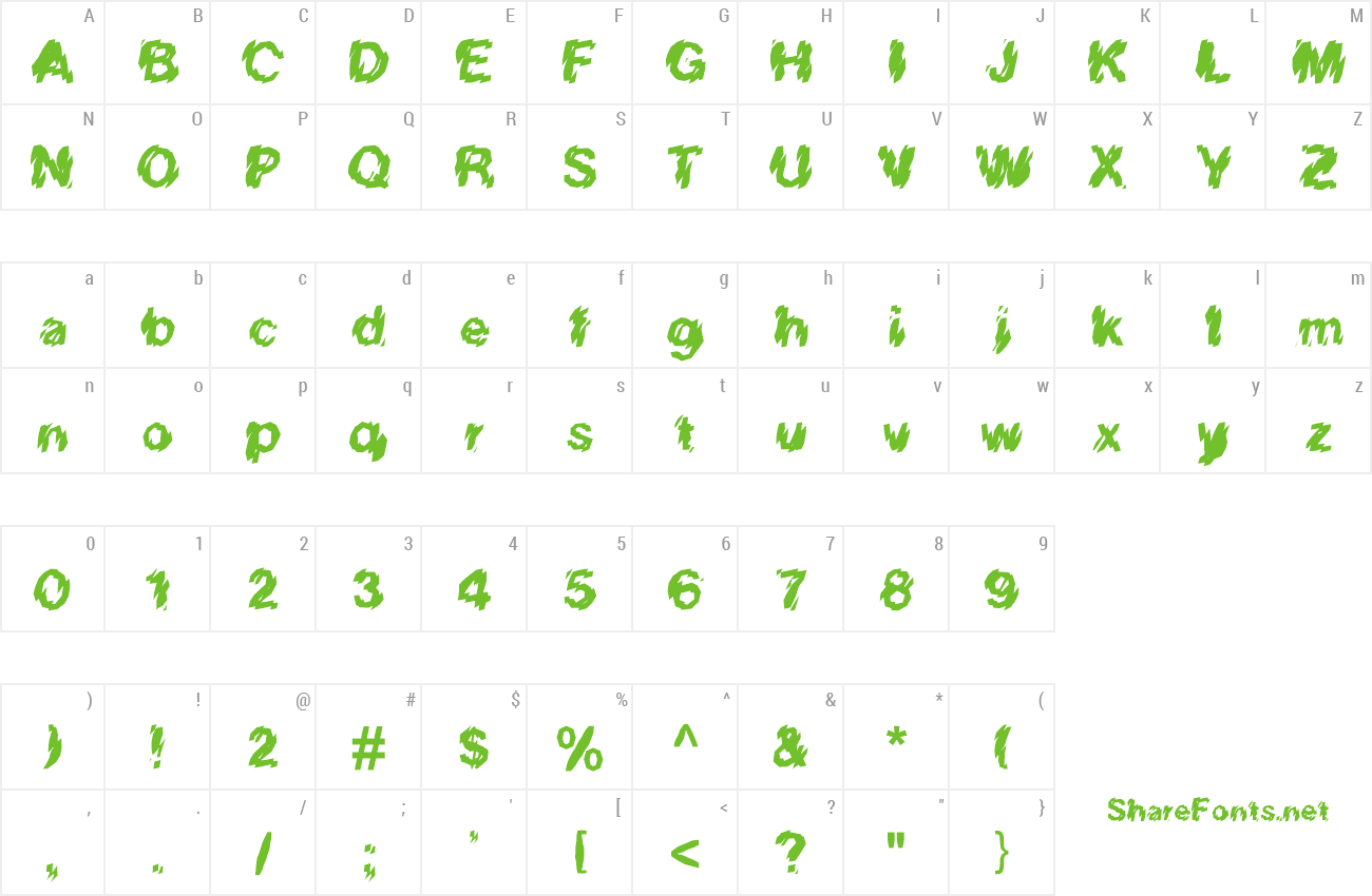 Font FZ UNIQUE 20 MANGLED preview