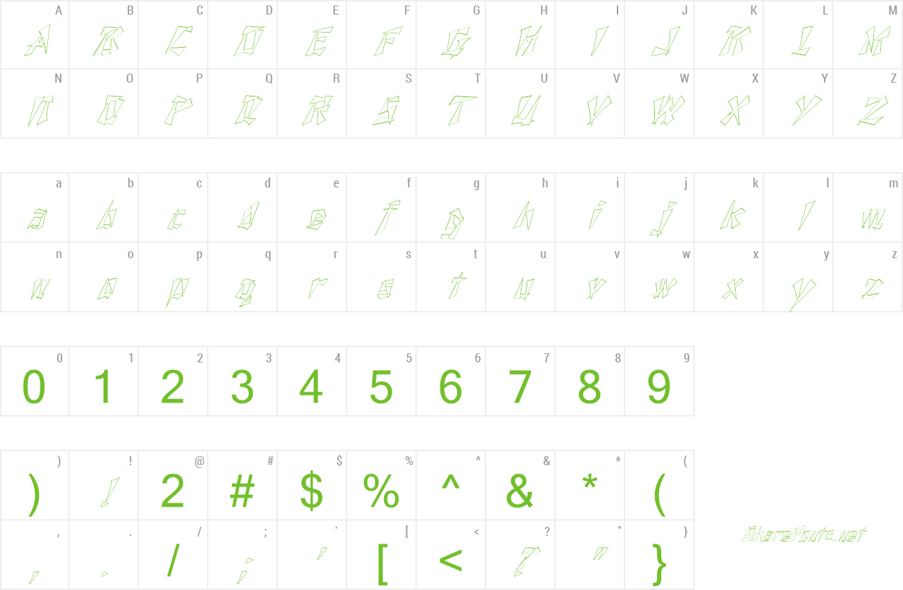 Font FZ UNIQUE 21 HOLLOW ITALIC preview