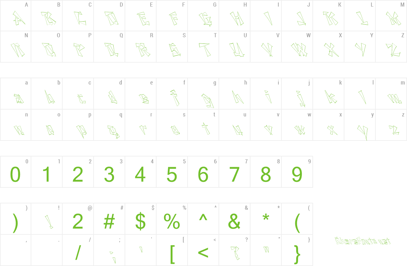 Font FZ UNIQUE 21 HOLLOW LEFTY preview