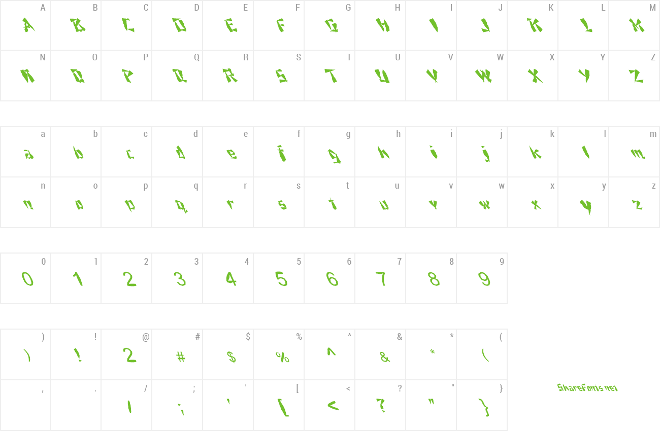 Font FZ UNIQUE 21 MANGLED LEFTY preview